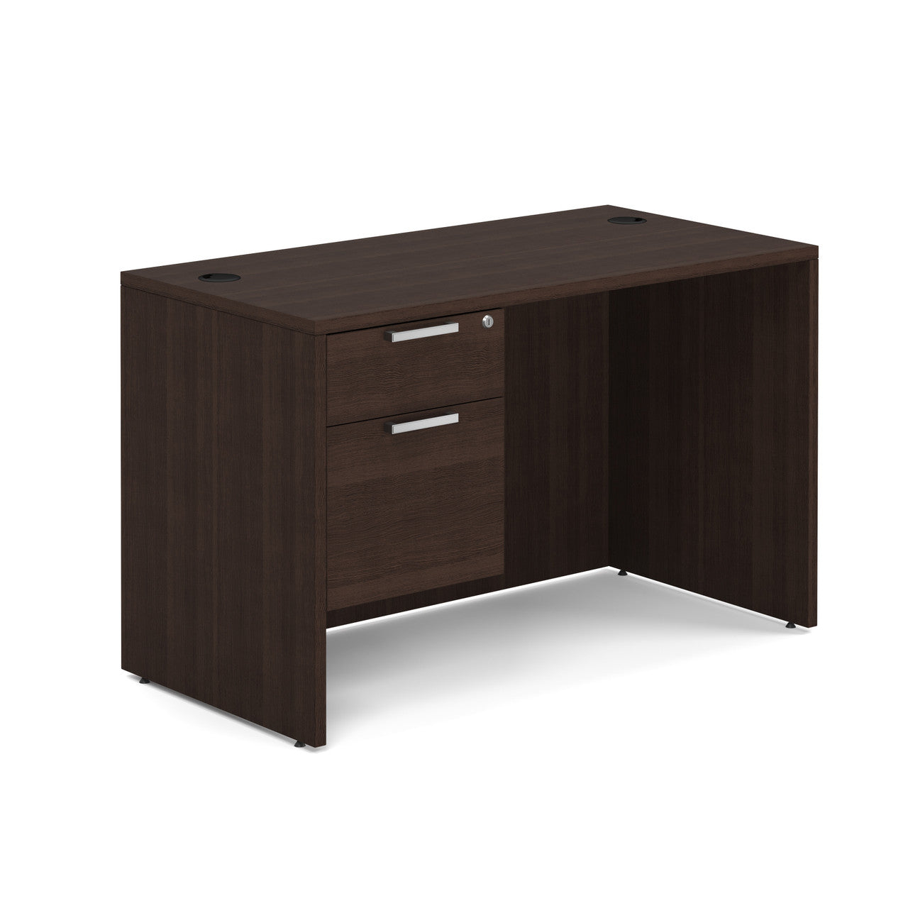 OfficeSource OS Laminate Collection Single 3/4 Pedestal Desk - 48" x 24" - Java