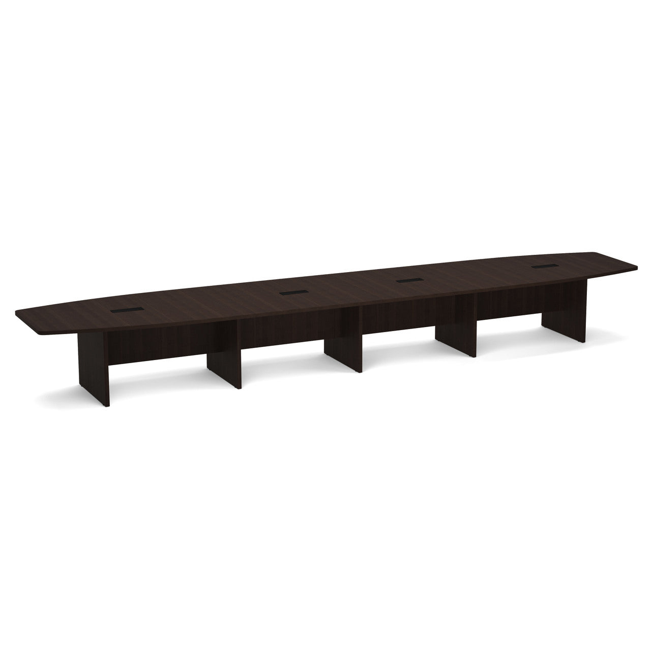 OfficeSource Laminate Expandable Boat Shaped Conference Table with Slab Base - 20' - Java