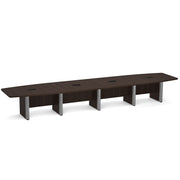 OfficeSource Laminate Expandable Boat Shaped Conference Table with Elliptical Base - 18' - Java