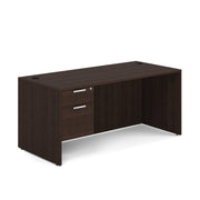 OfficeSource OS Laminate Collection Single 3/4 Pedestal Desk - 66" x 30" - Java