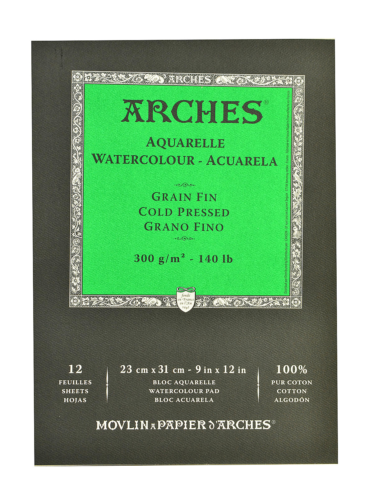 Arches Aquarelle Watercolor Pad - Cotton - Natural - 9 in X 12 in - 12 Sheets