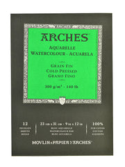 Arches Aquarelle Watercolor Pad - Cotton - Natural - 9 in X 12 in - 12 Sheets