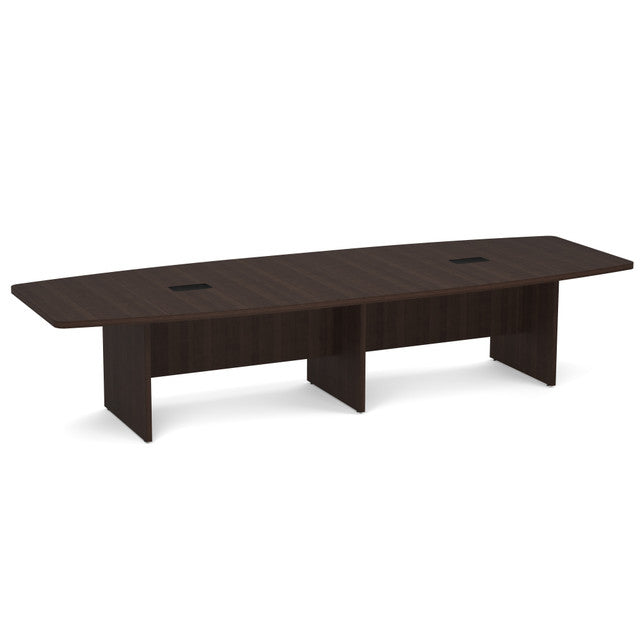 OfficeSource  Boat Shaped Conference Table with Slab Base - 145" - Java