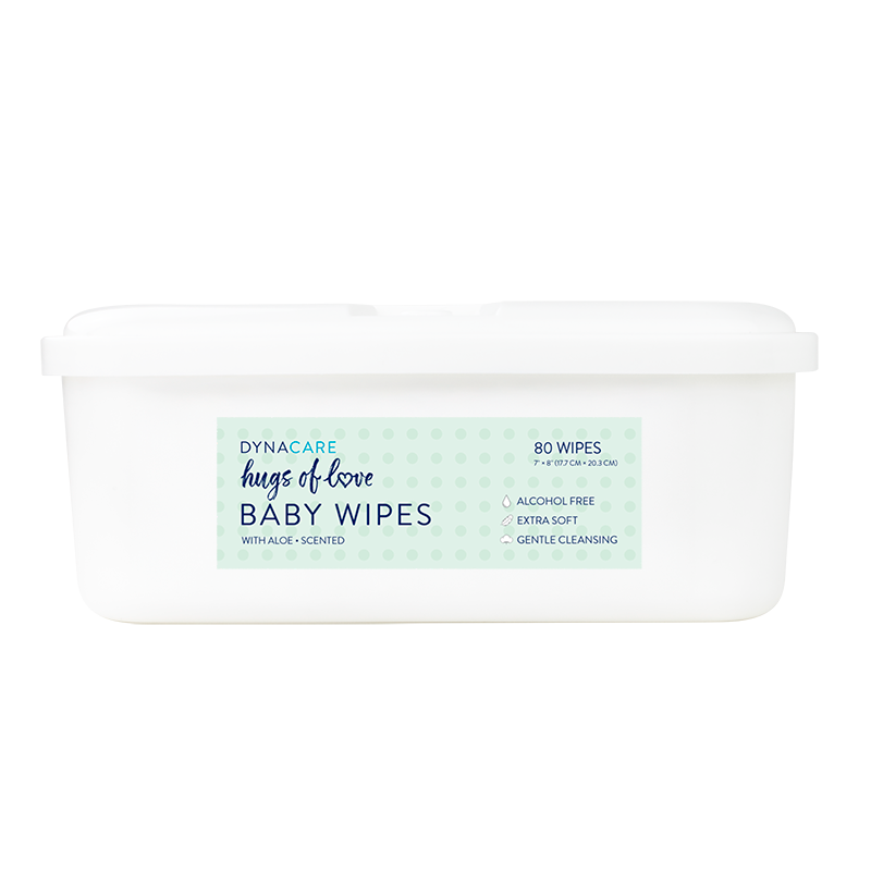 Hugs of Love Baby Wipes Scented w/aloe, 7" x 8" - 80 wipes per Tub/12 Tubs per Case