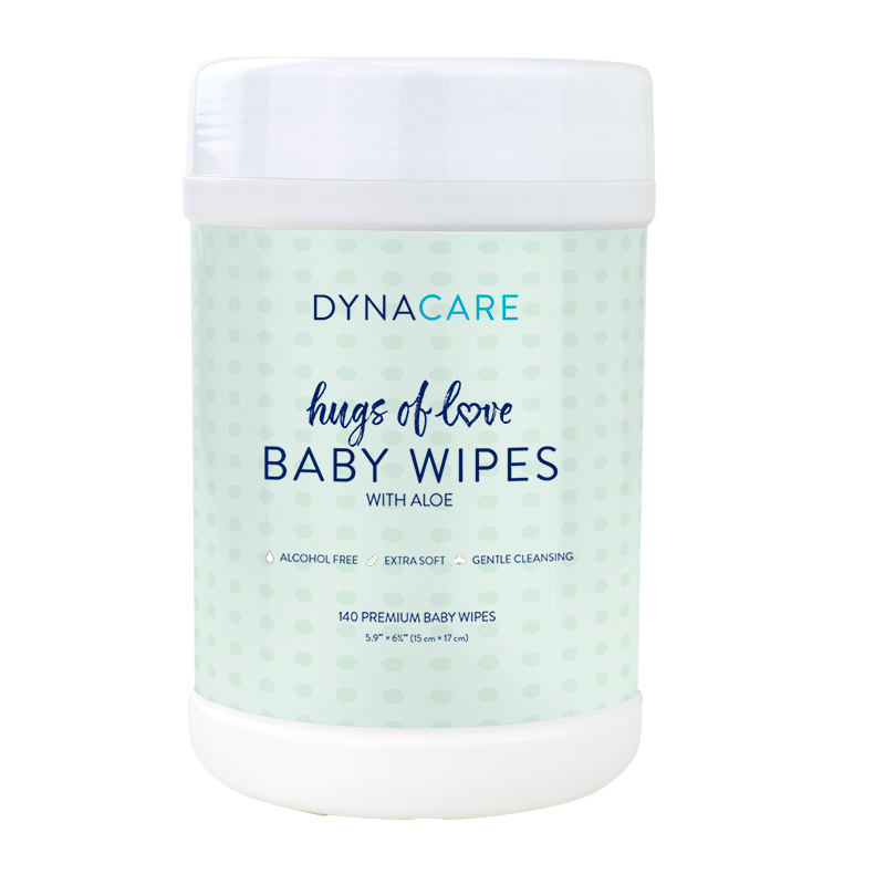 Hugs of Love Baby Wipes Scented w/ Aloe, 6" x 6.75" - 140 wipes per canister/12 Canisters per Case