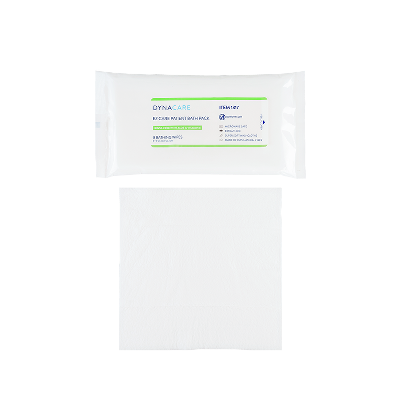 EZ Care Patient Bath Packs, 8" x 8", 24/8/cs - 8 wipes per Pack/24 Packs per Case