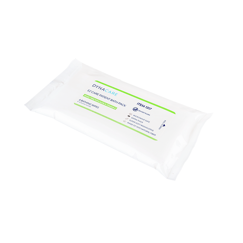 EZ Care Patient Bath Packs, 8" x 8", 24/8/cs - 8 wipes per Pack/24 Packs per Case