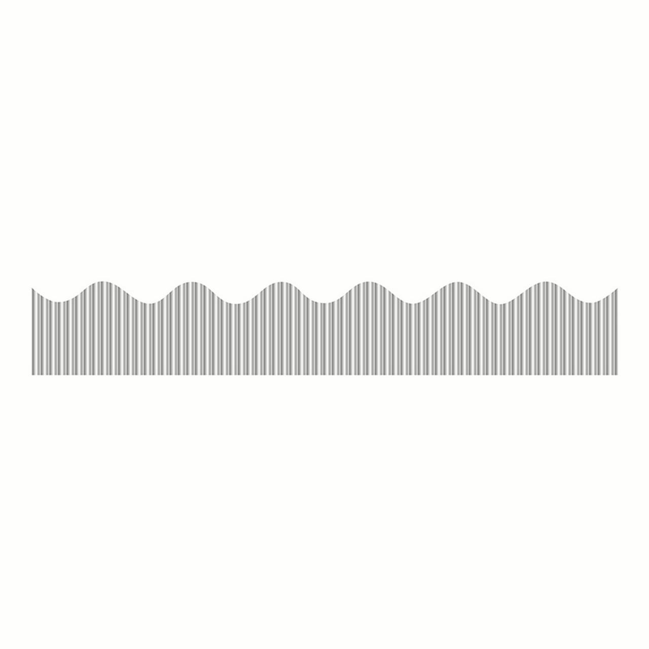 Bordette Metallic Corrugated Border Roll  2-1/4 Inches X 25 Feet  Silver