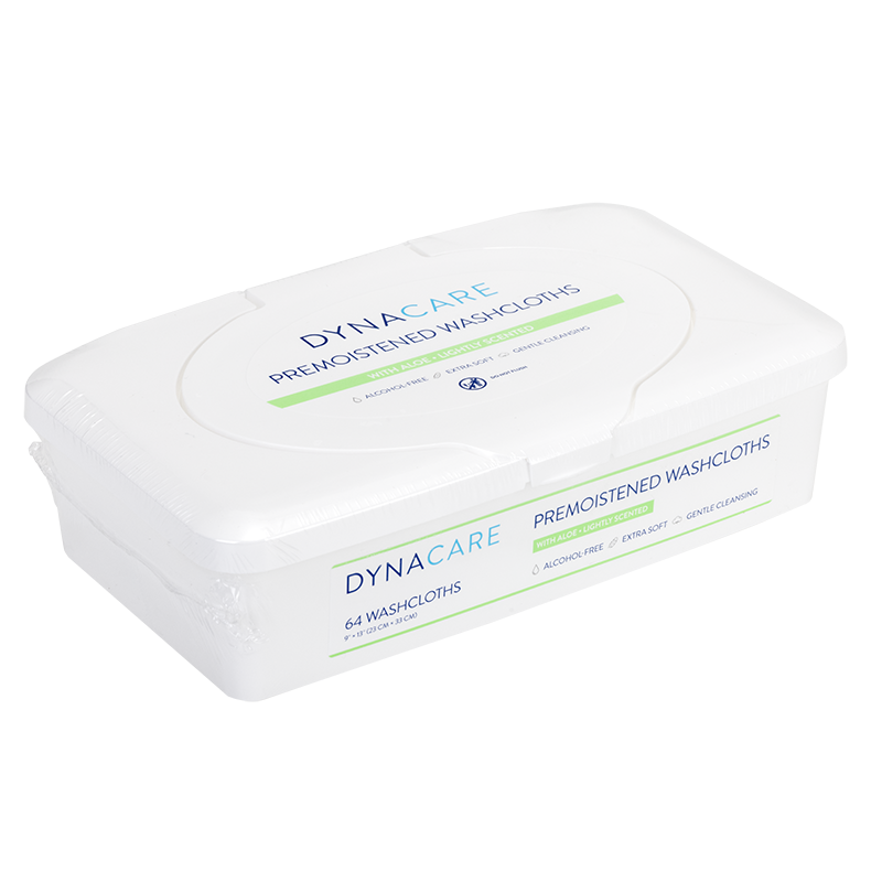Premoistened Washcloths, 9" x 13" Tub - 64 whites per Tub/8 Tubs per Case
