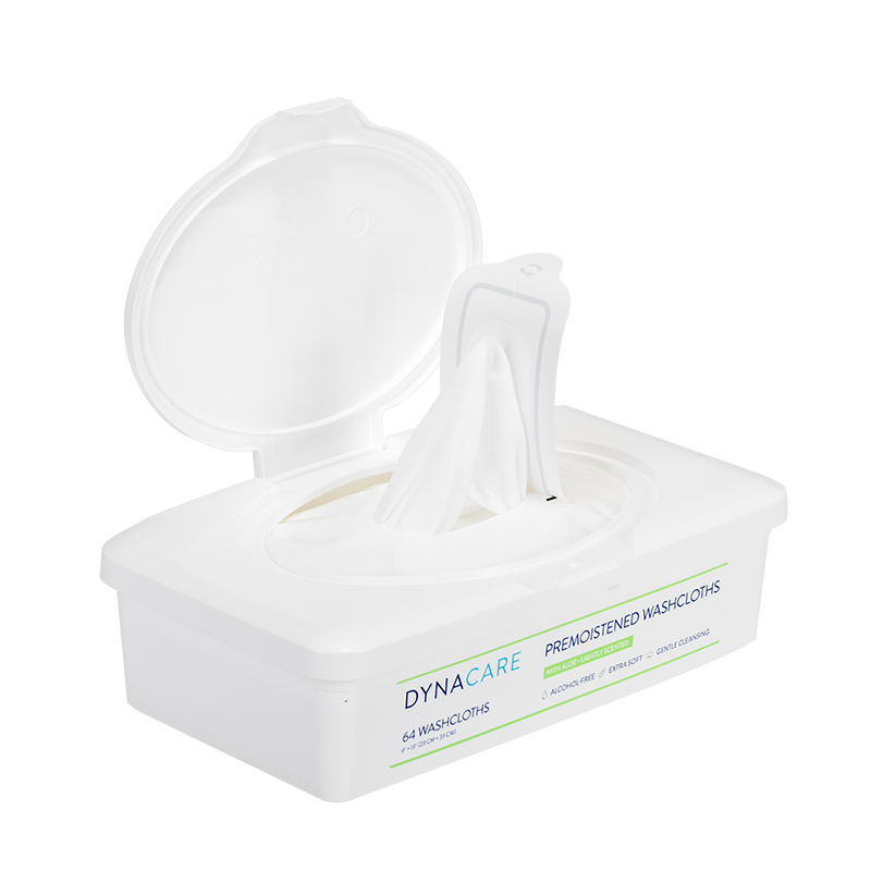 Premoistened Washcloths, 9" x 13" Tub - 64 whites per Tub/8 Tubs per Case