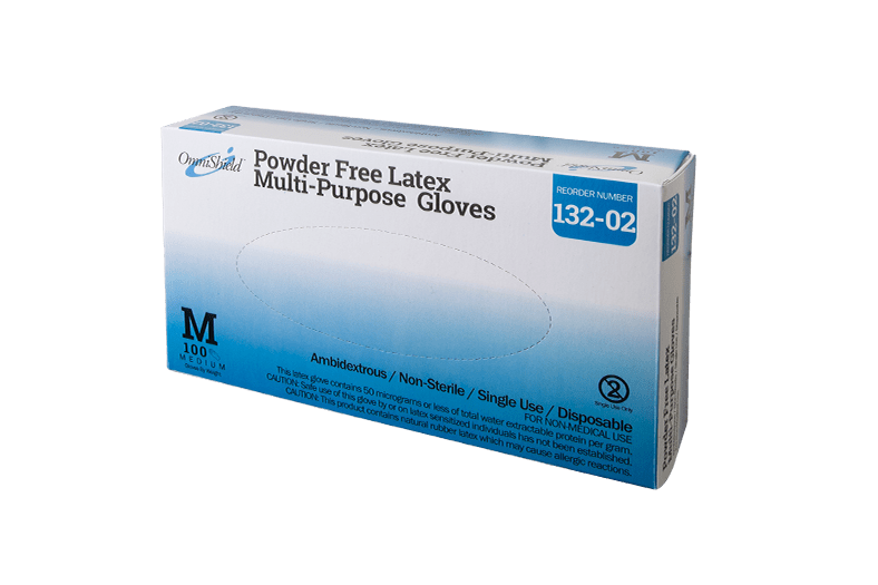OmniShield Latex Powder Free Multi-Purpose Gloves (Medium), 100 Pcs/Box, 10 Box/Cs