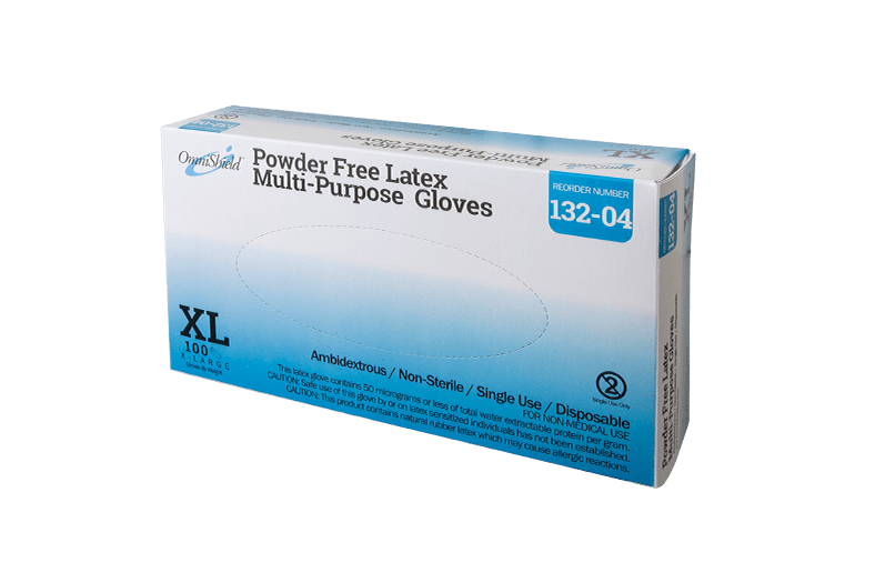OmniShield Latex Powder Free Multi-Purpose Gloves (X-Large), 100 Pcs/Box, 10 Box/Cs