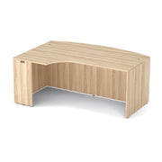 OfficeSource Laminate 71" Bow Front Desk Shell with Left Corner Extension - American Elm