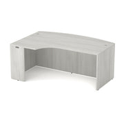 OfficeSource Laminate 71" Bow Front Desk Shell with Left Corner Extension - Arcadia White