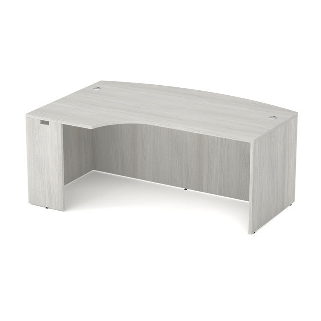 OfficeSource Laminate 71" Bow Front Desk Shell with Left Corner Extension - Arcadia White