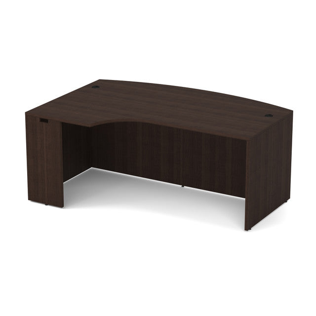 OfficeSource Laminate 71" Bow Front Desk Shell with Left Corner Extension - Java