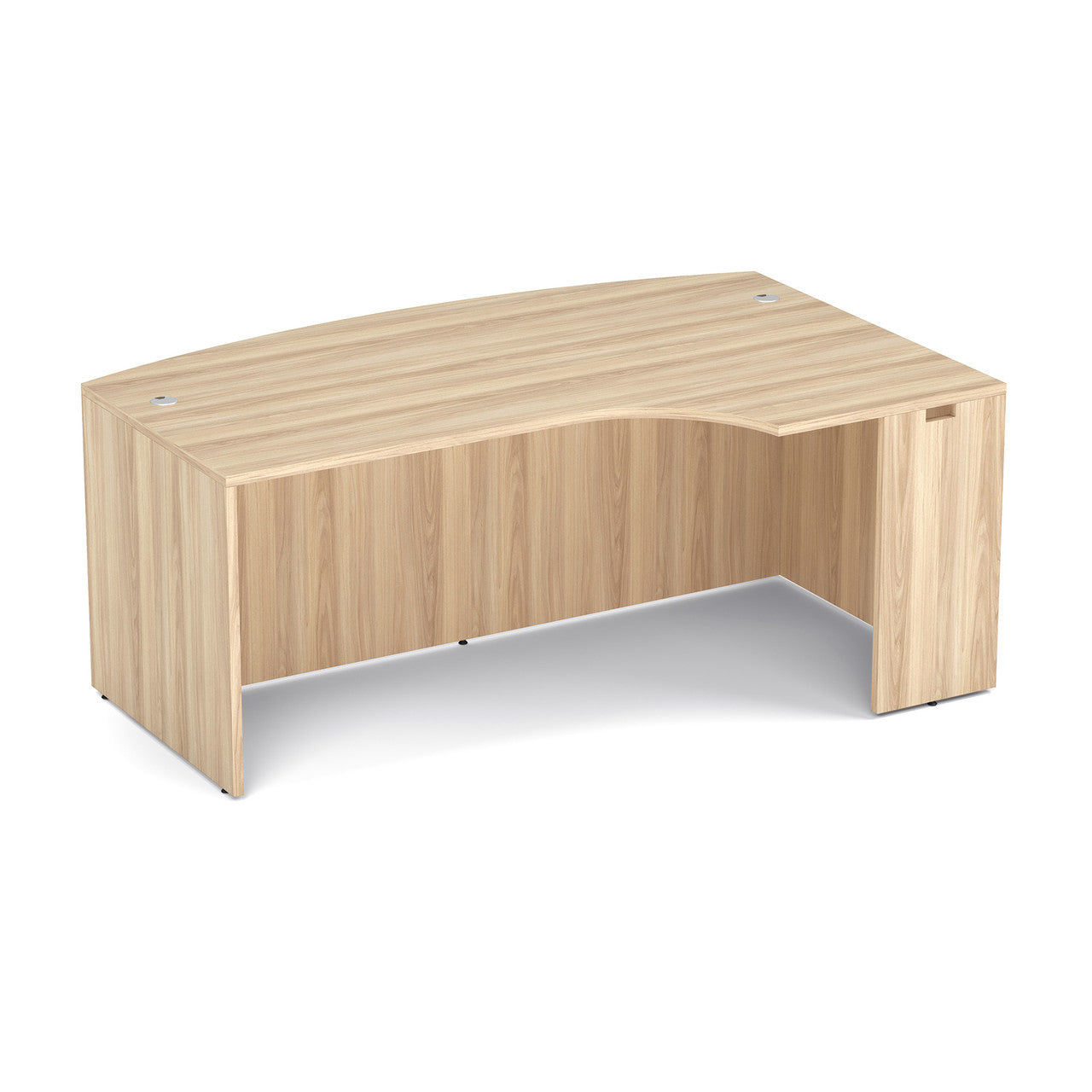 OfficeSource Laminate 71" Bow Front Desk Shell with Right Corner Extension - American Elm