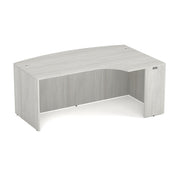 OfficeSource Laminate 71" Bow Front Desk Shell with Right Corner Extension - Arcadia White