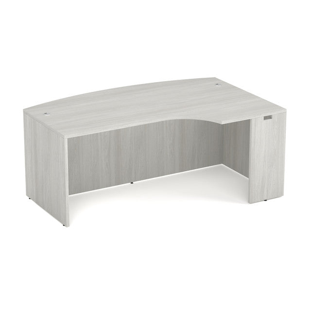 OfficeSource Laminate 71" Bow Front Desk Shell with Right Corner Extension - Arcadia White