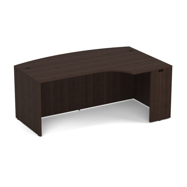 OfficeSource Laminate 71" Bow Front Desk Shell with Right Corner Extension - Java