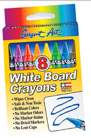 Sargent Art 35-0521 8-Count Regular Wipe-Off White Board Crayons, Peggable
