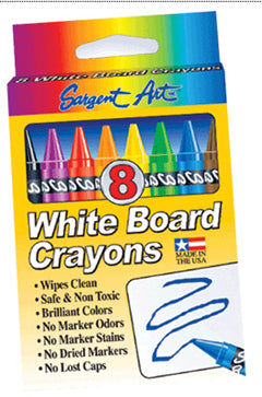 Sargent Art 35-0521 8-Count Regular Wipe-Off White Board Crayons, Peggable