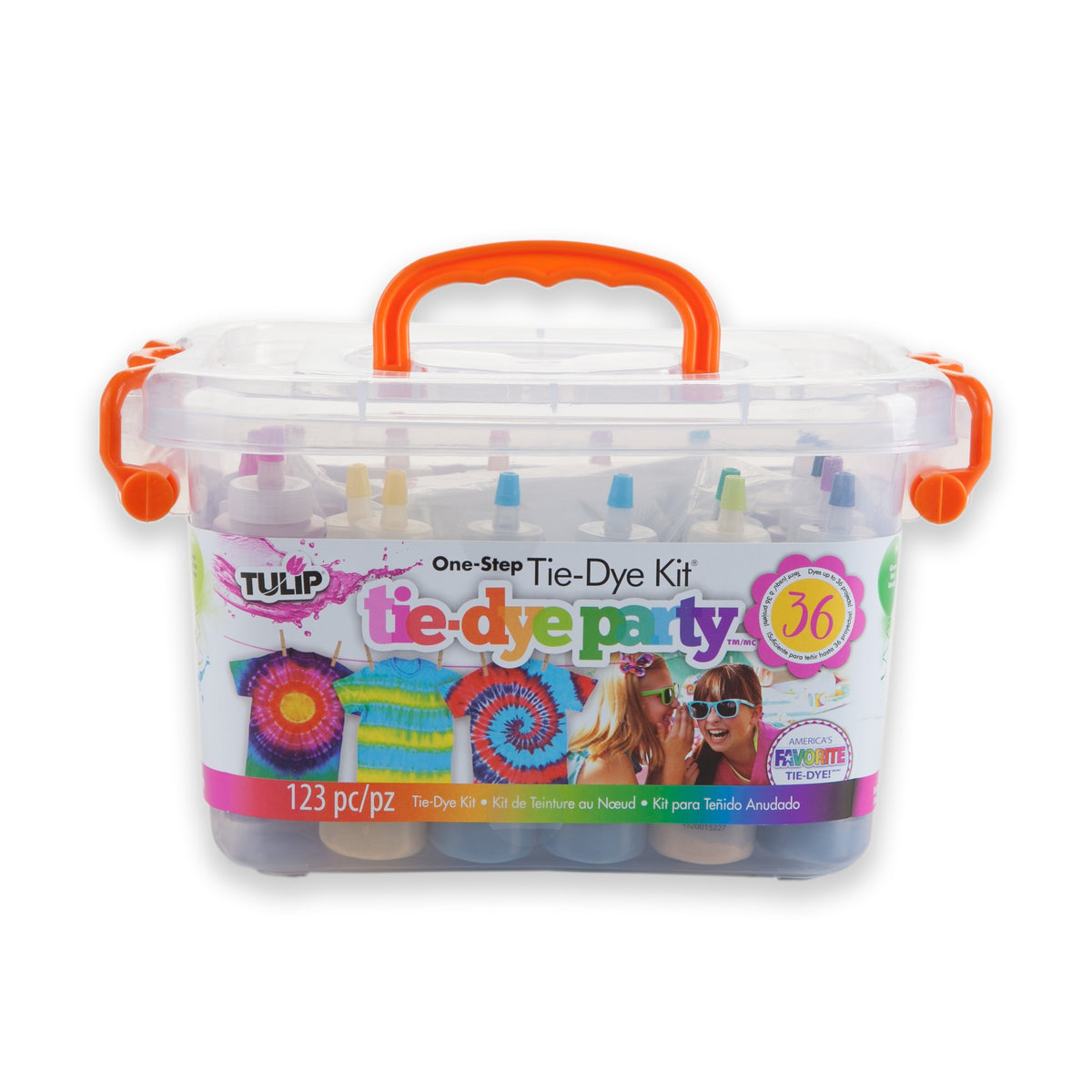 Tulip One-Step Tie-Dye Party Kit  All-in-One Tie Dye Kit for Large Groups  Permanent Fabric Dye Pre-Filled Bottles  Gloves  Instructions