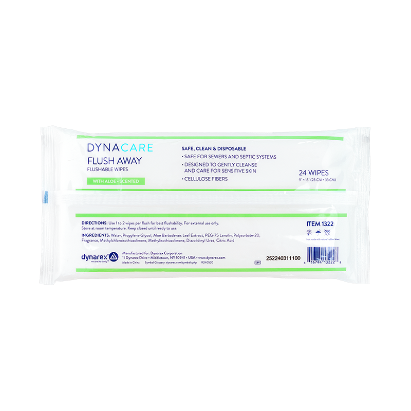Flushable Wipes - Adult, 9" x 13" Soft Pack - 24 wipes per Pack/24 Packs per Case