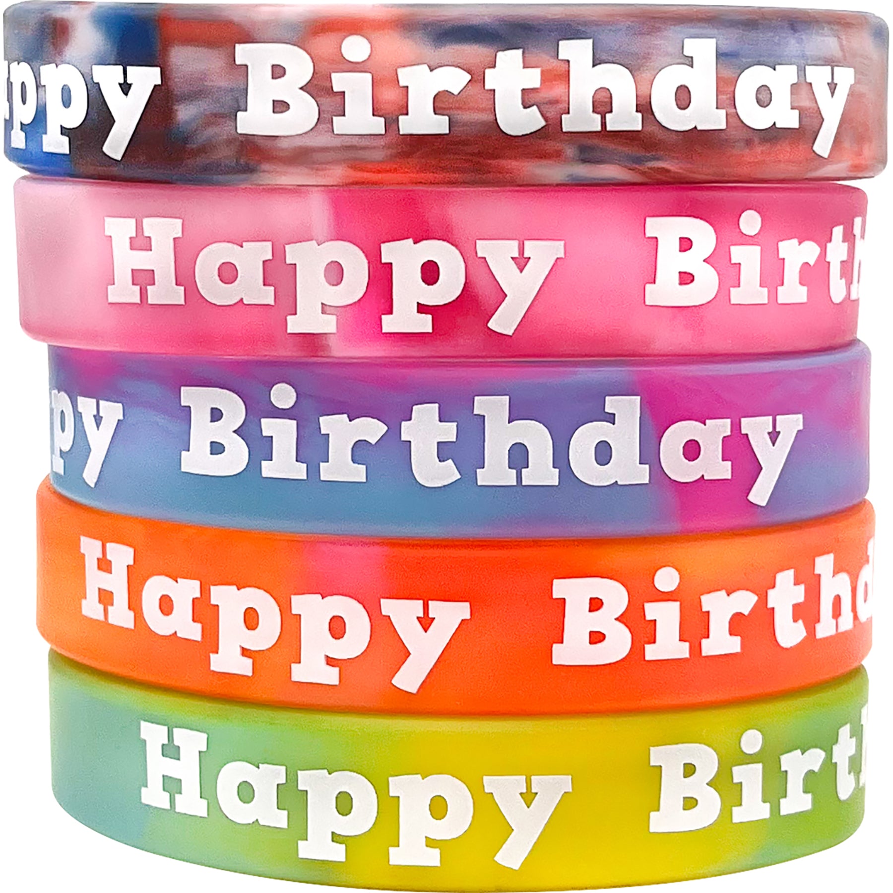 Tie-Dye Happy Birthday Wristbands, Pack of 10