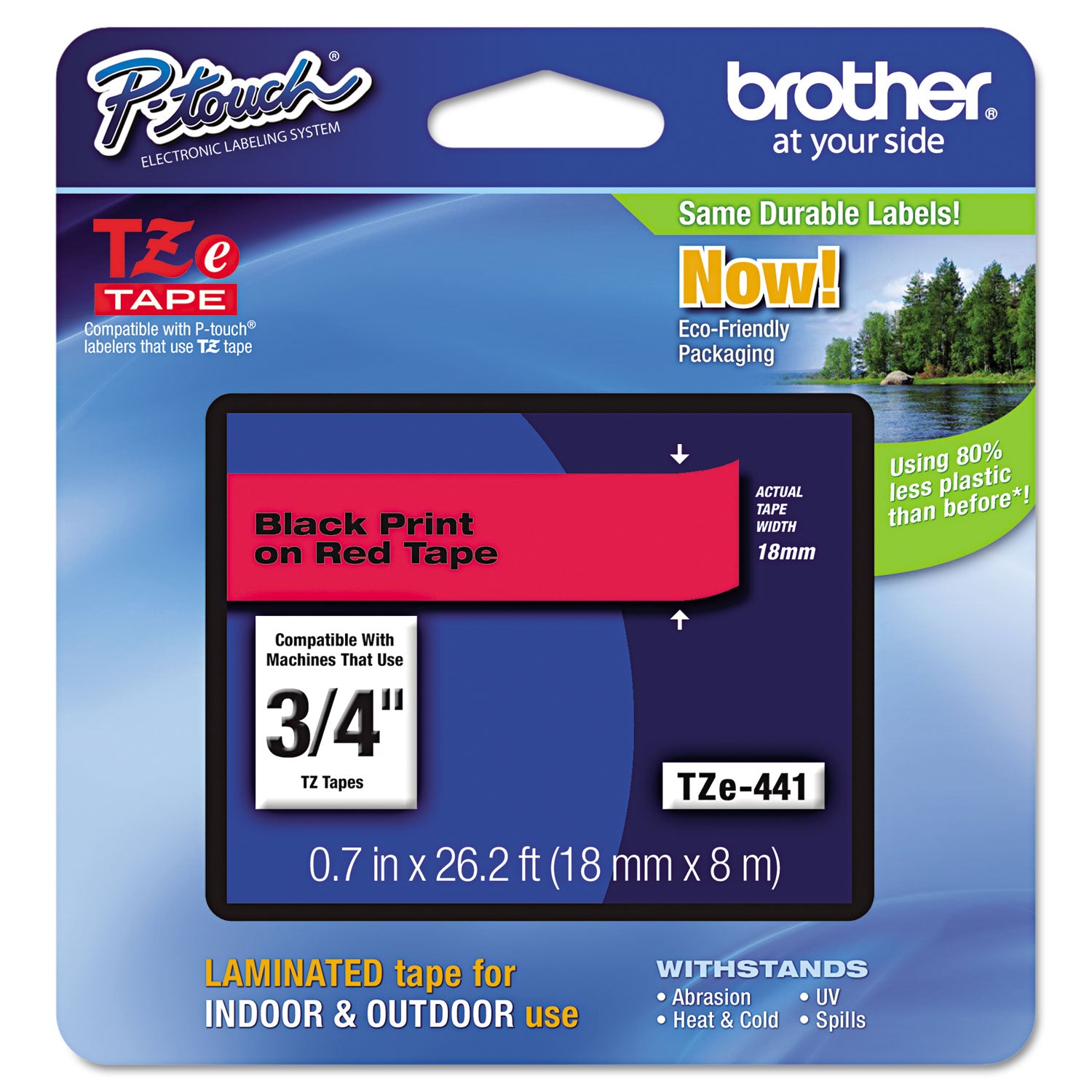 Tze Standard Adhesive Laminated Labeling Tape, 0.7" X 26.2 Ft, Black On Red