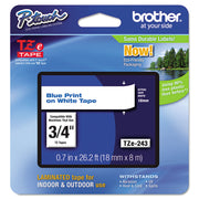 Tze Standard Adhesive Laminated Labeling Tape, 0.7" X 26.2 Ft, Blue On White