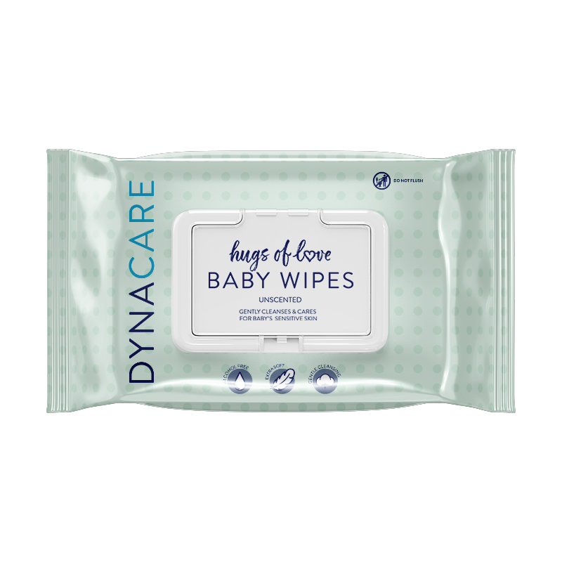 Hugs of Love Baby Wipes unscented w/ Plastic Lid, 7" x 8" - 80 wipes per Pack/24 Packs per Case