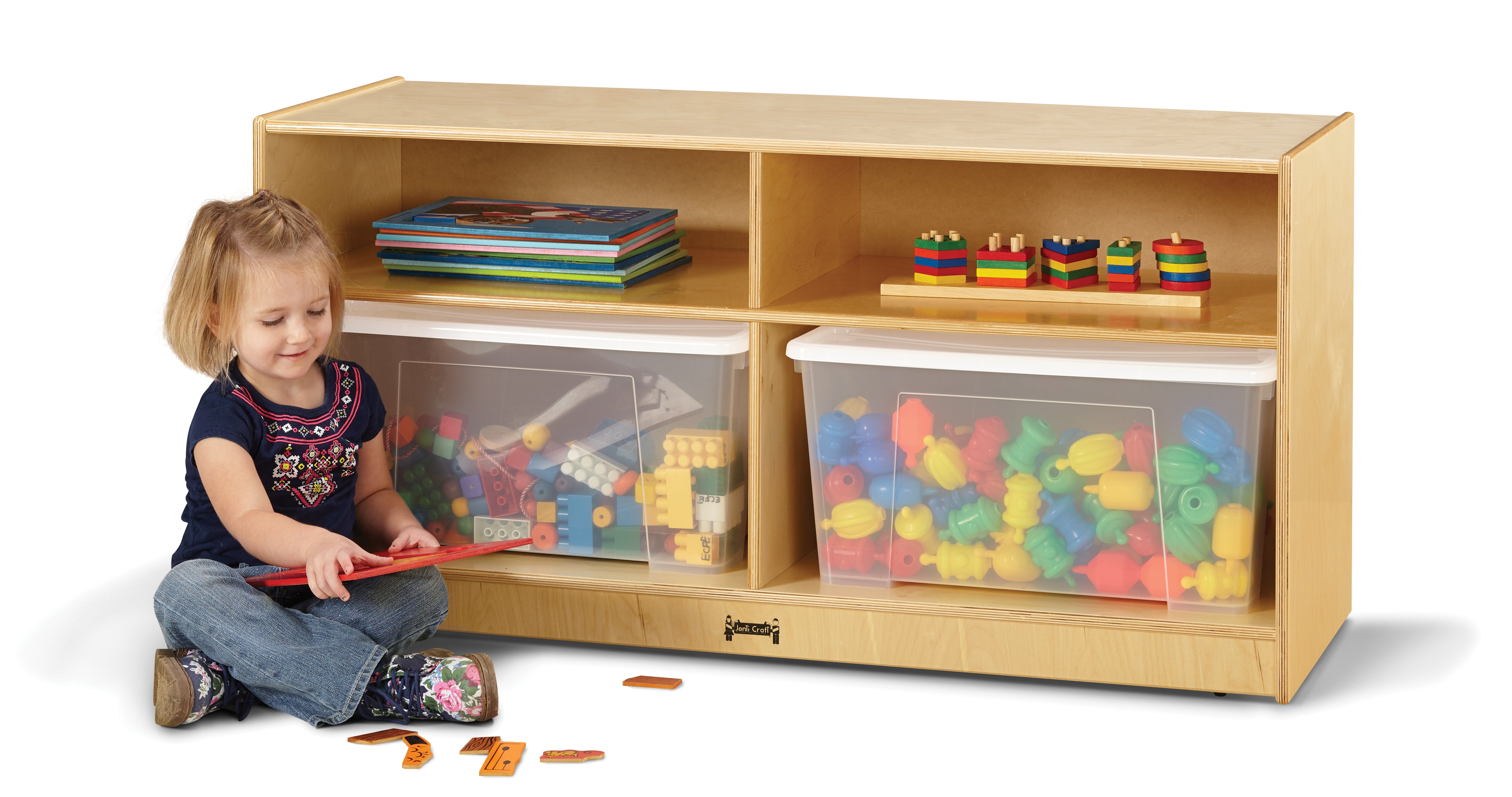 Jonti-Craft® Toddler Jumbo Tote Storage – with Clear Totes + Lids