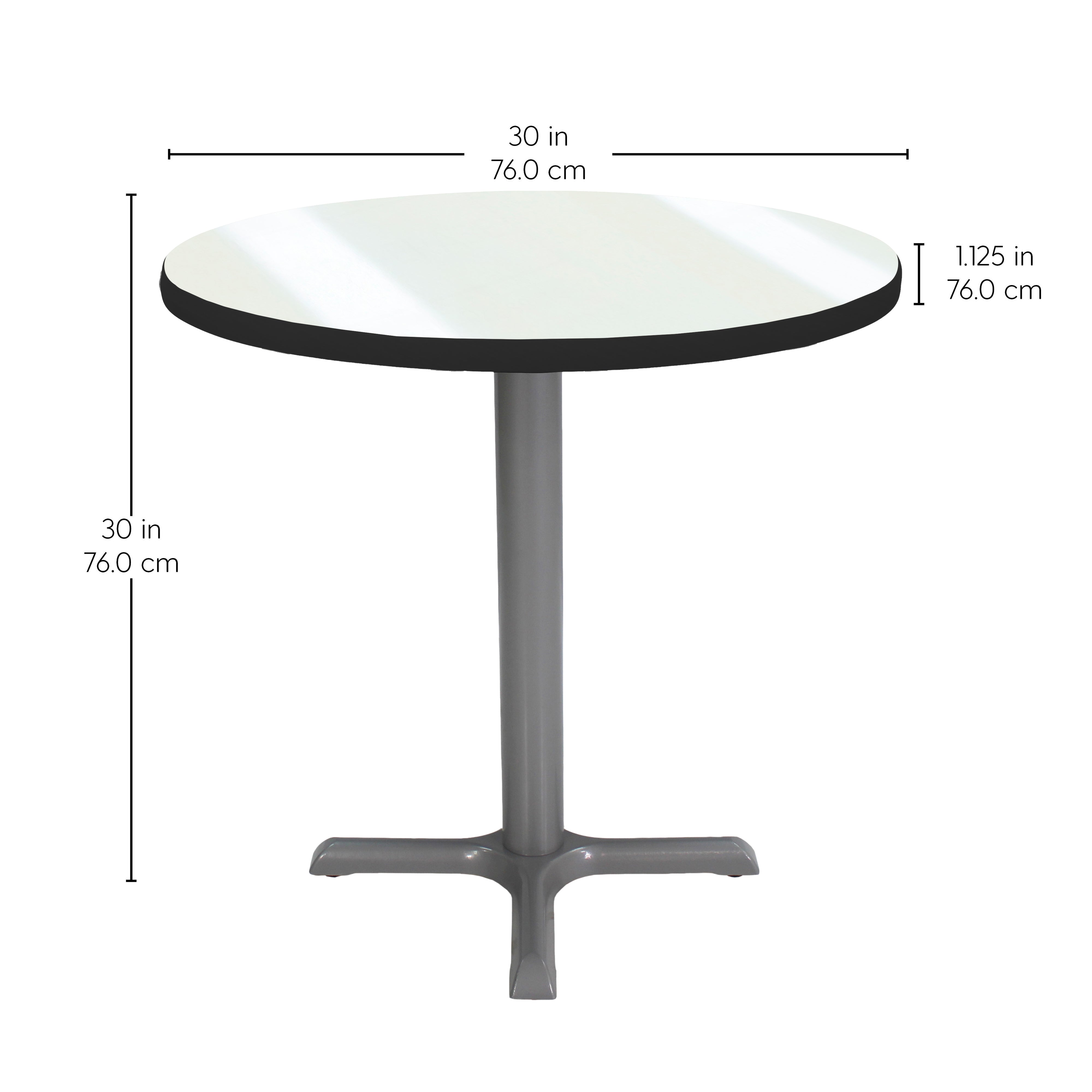 30" Round Dry-Erase Cafe Bistro Table - Whiteboard/Black/Silver