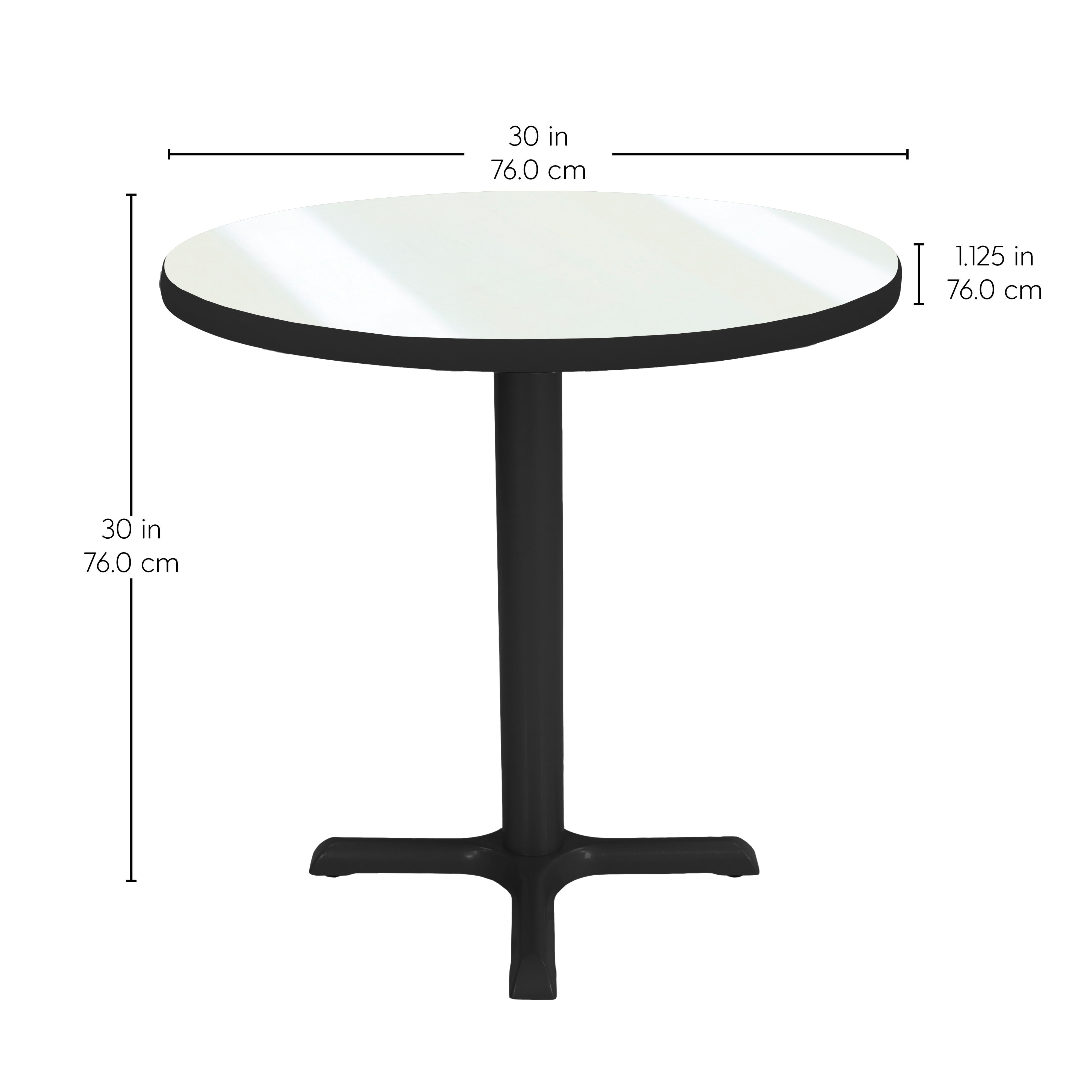 30" Round Dry-Erase Cafe Bistro Table - Whiteboard/Black