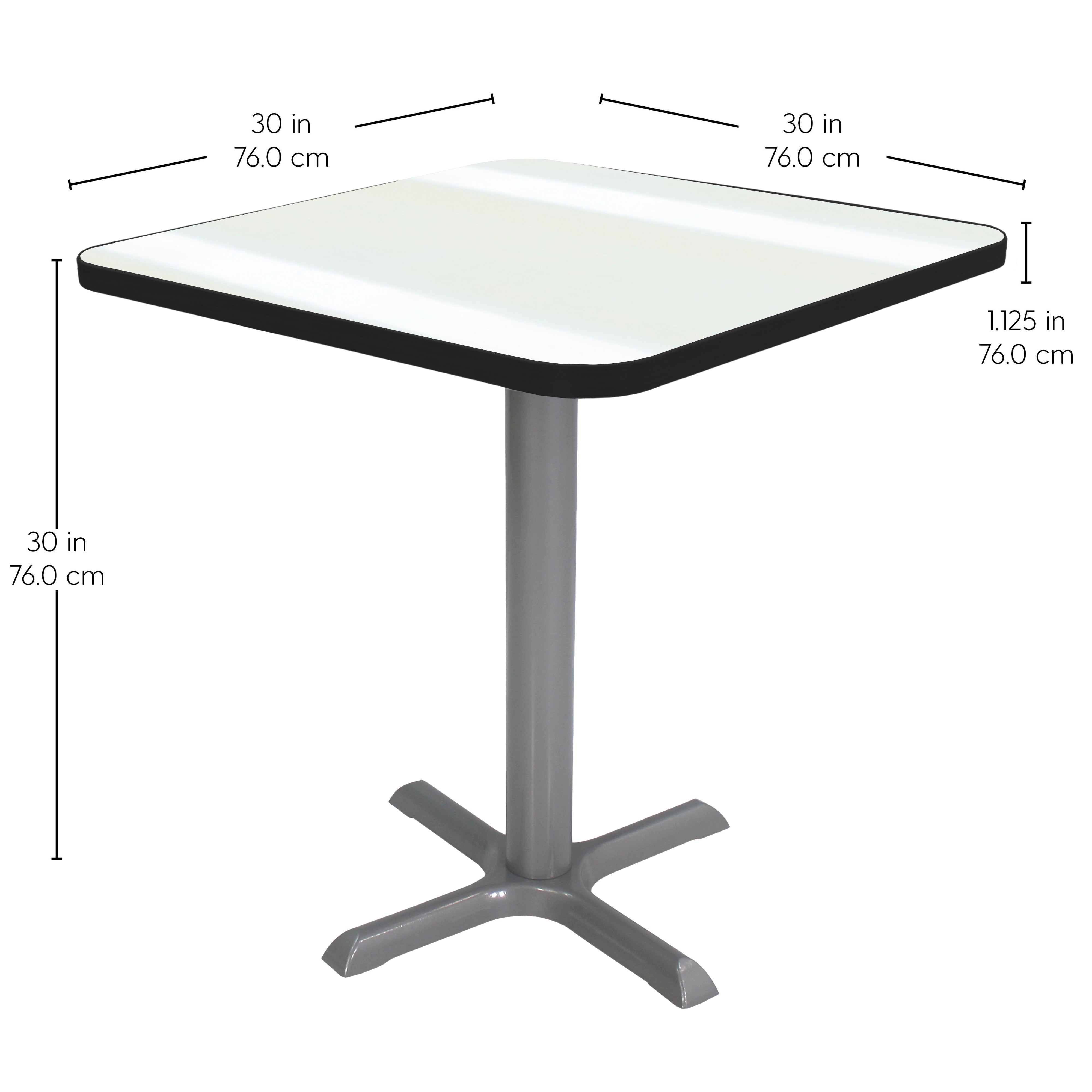 30" x 30" Square Dry-Erase Cafe Bistro Table - Whiteboard/Black/Silver