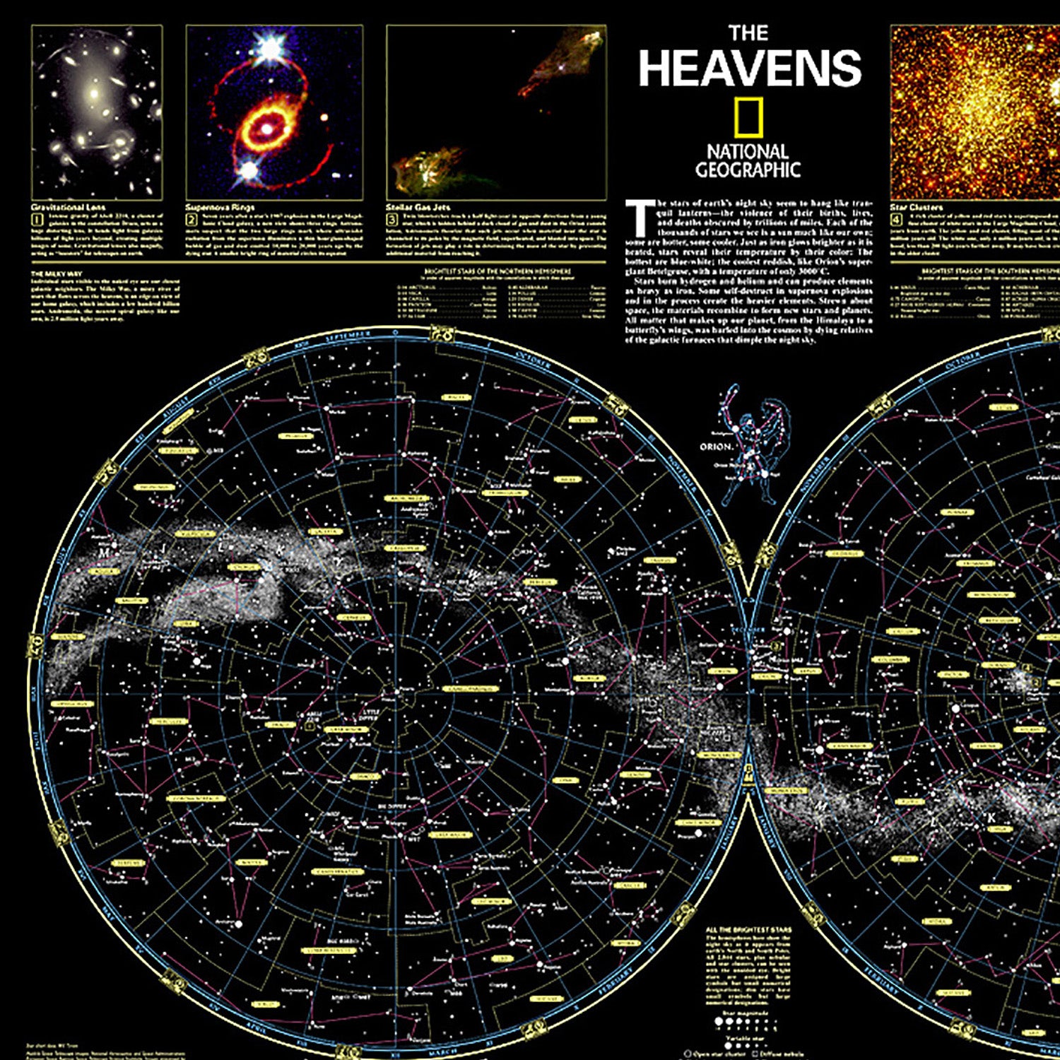 The Heavens Map, Laminated, 30.5" x 22.75"