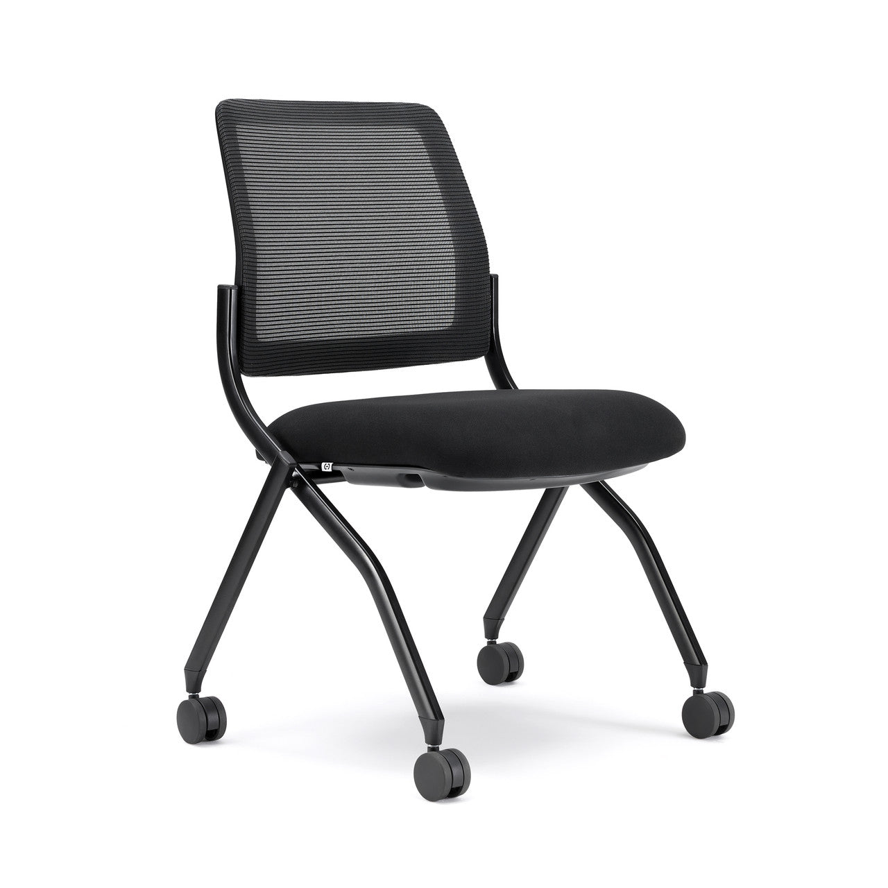 OfficeSource Starlight Armless Nesting Chair - Set of 2 - Black Fabric