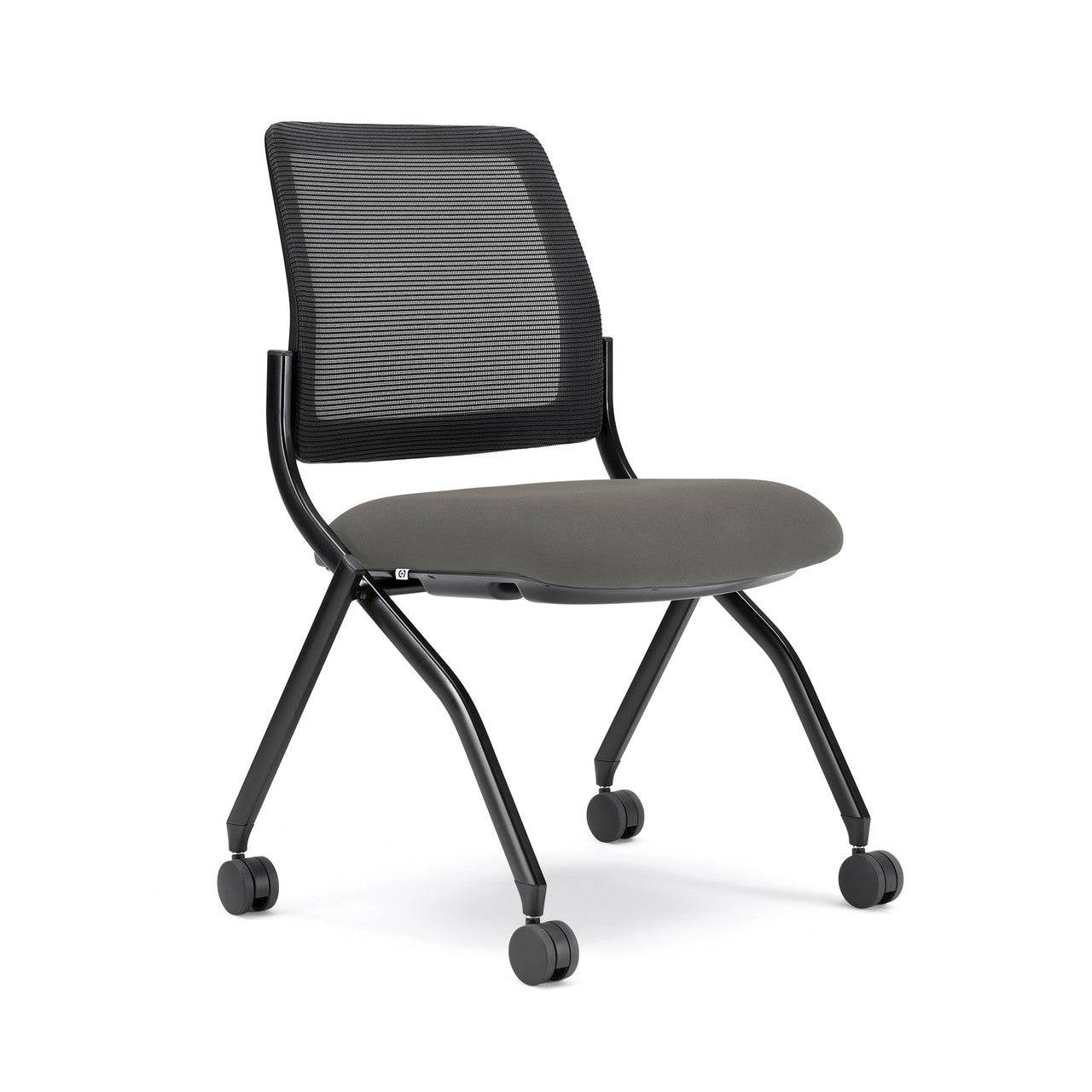 OfficeSource Starlight Armless Nesting Chair - Set of 2 - Light Gray Fabric