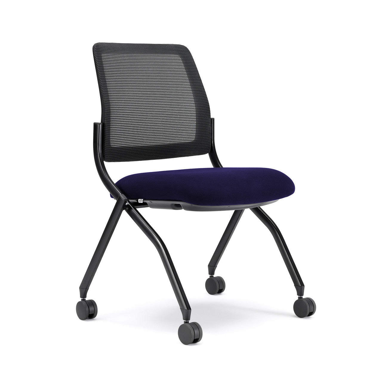 OfficeSource Starlight Armless Nesting Chair - Set of 2 - Navy Fabric