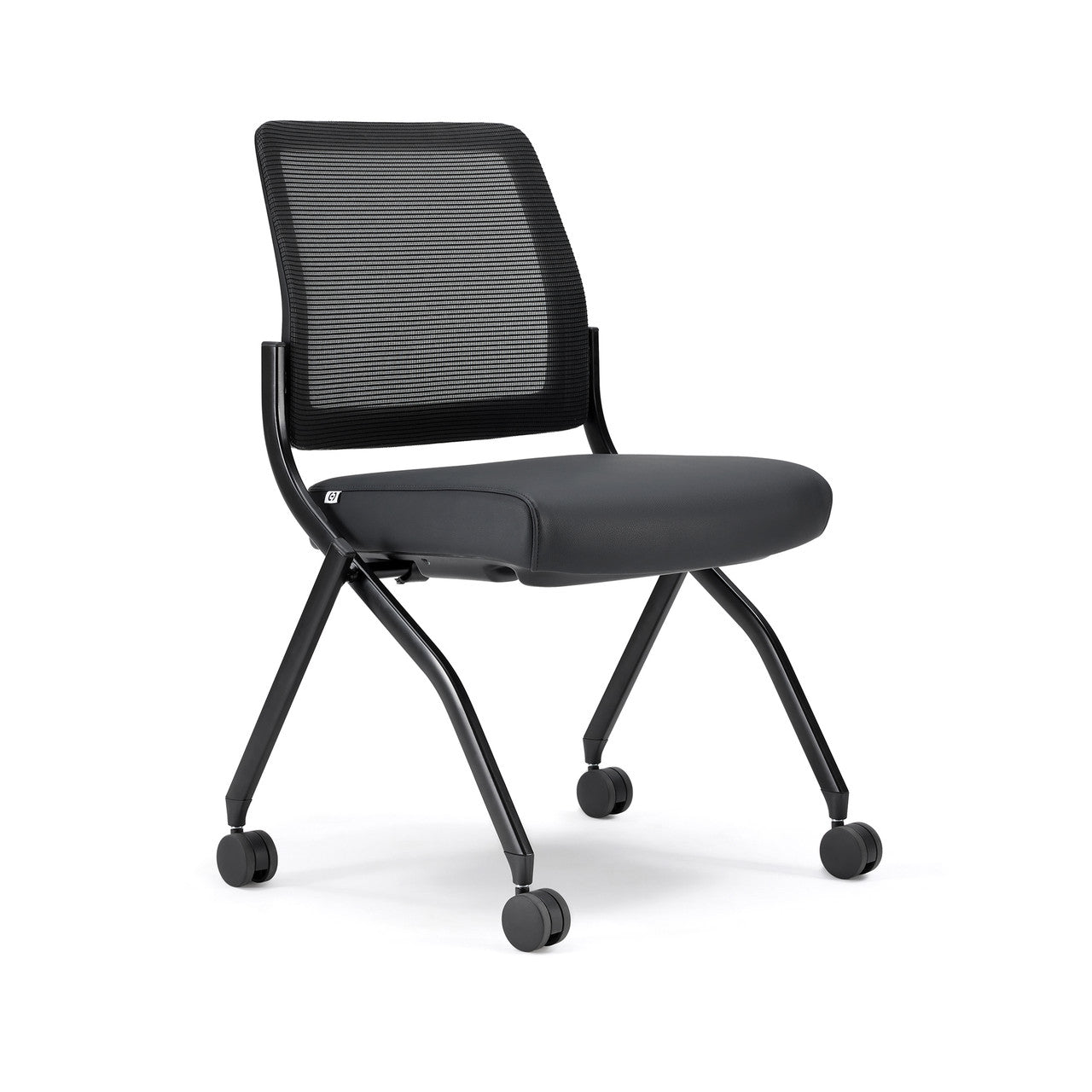 OfficeSource Starlight Armless Nesting Chair - Set of 2 - Black PU Leather