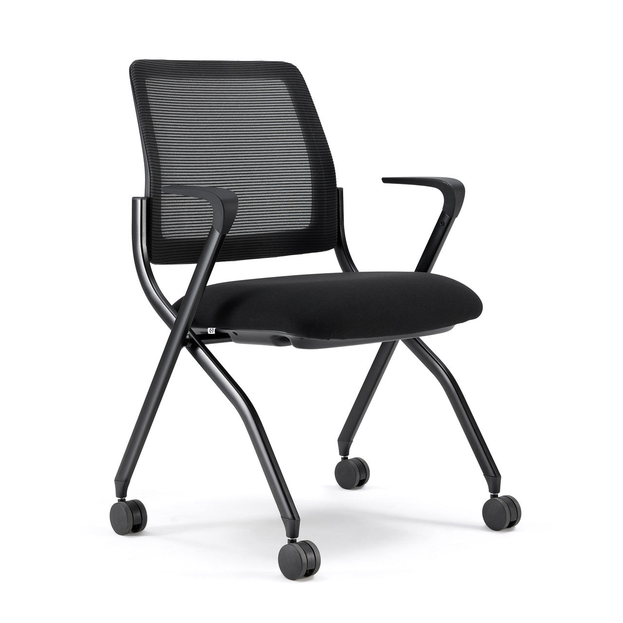 OfficeSource Starlight Nesting Chair with Arms - Set of 2 - Black Fabric