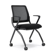 OfficeSource Starlight Nesting Chair with Arms - Set of 2 - Black Fabric