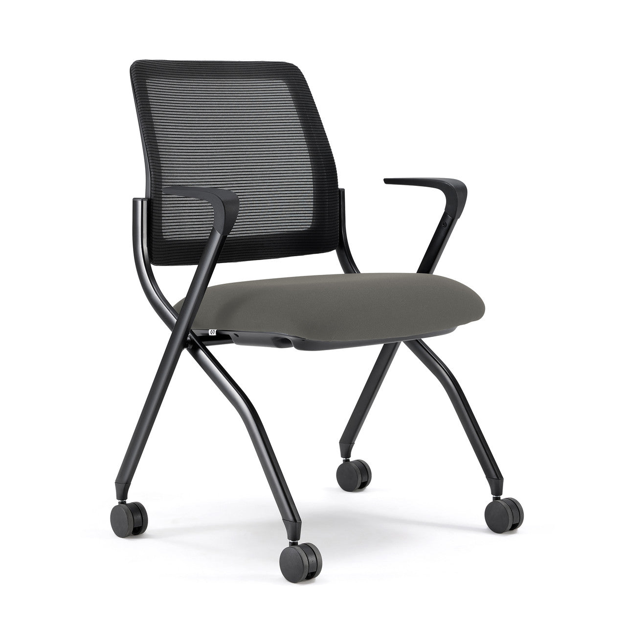 OfficeSource Starlight Nesting Chair with Arms - Set of 2 - Light Gray Fabric