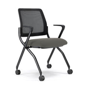 OfficeSource Starlight Nesting Chair with Arms - Set of 2 - Light Gray Fabric