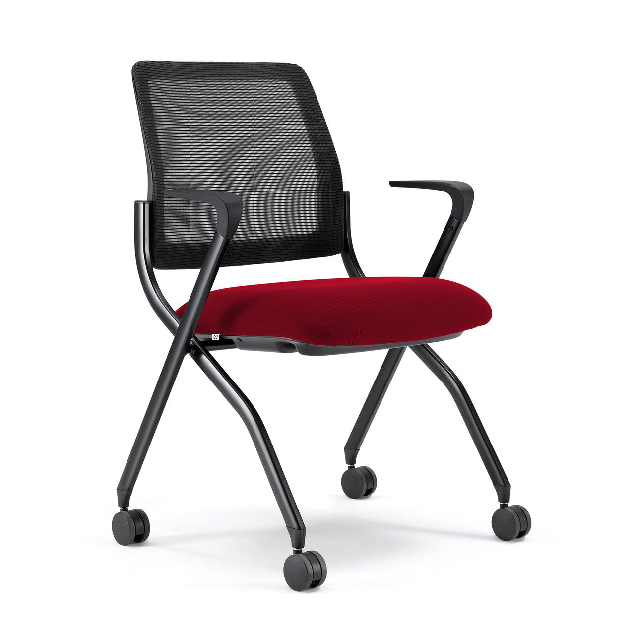 OfficeSource Starlight Nesting Chair with Arms - Set of 2 - Red Fabric
