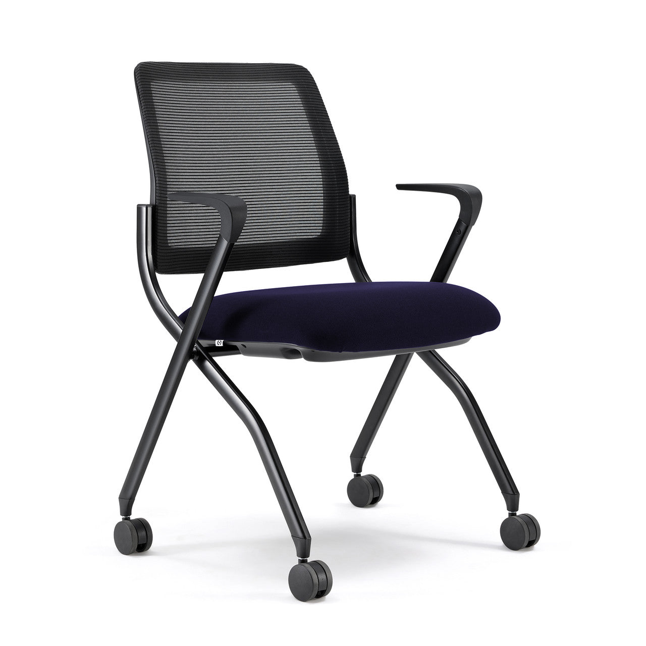 OfficeSource Starlight Nesting Chair with Arms - Set of 2 - Navy Fabric