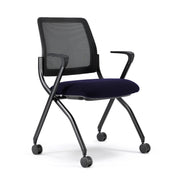 OfficeSource Starlight Nesting Chair with Arms - Set of 2 - Navy Fabric
