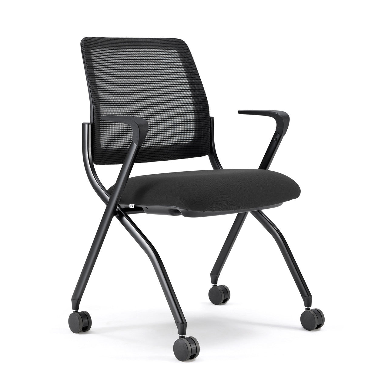 OfficeSource Starlight Nesting Chair with Arms - Set of 2 - Charcoal Fabric