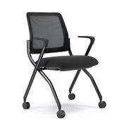 OfficeSource Starlight Nesting Chair with Arms - Set of 2 - Charcoal Fabric